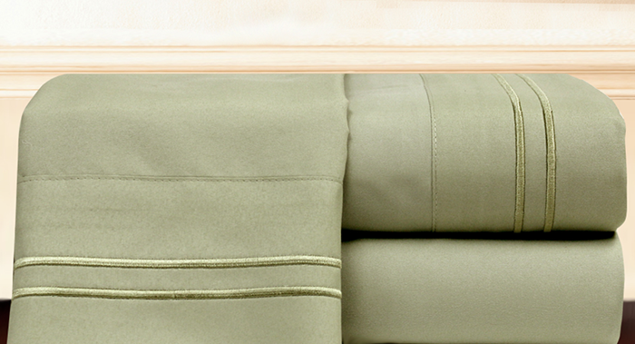 HOTEL EMBROIDERED SHEET SET SAGE